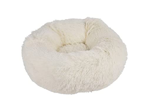 Dynamic24 Hundebett 55cm Rund Hundekissen flauschig aus Plüsch Hundebetten Donut Hundesofa Katzenbett Hundekorb Waschbar für Hunde Katze Haustier (Creme) von Dynamic24