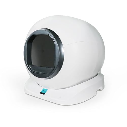 Automatische, selbstreinigende Katzentoilette mit Geruchskontrolle, großes Fassungsvermögen, app-gesteuerte Haustierpflege (Grau) von Dyqyym