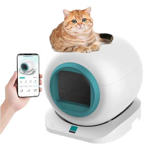Automatische selbstreinigende Katzentoilette, intelligente Geruchskontrolle und APP-Fernüberwachung für mehrere Katzen, Haustierpflegelösung (Grün) von Dyqyym