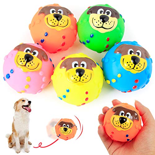 Dyyicun12 Quietschspielzeug für Hunde, Gesichtsball mit sicherem Material für interaktives Training, Zahnreinigung, kleine/mittelgroße/große Hunde von Dyyicun12