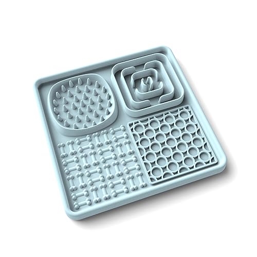 Dzaayediiy Silikon-Leckmatte für Hunde [BPA-frei] + [Upgrade Extra großer Saugnapf] Leckmatte Hund Slow Feeder, Hund Leckmatte Haustier Fütterung, Blau von Dzaayediiy