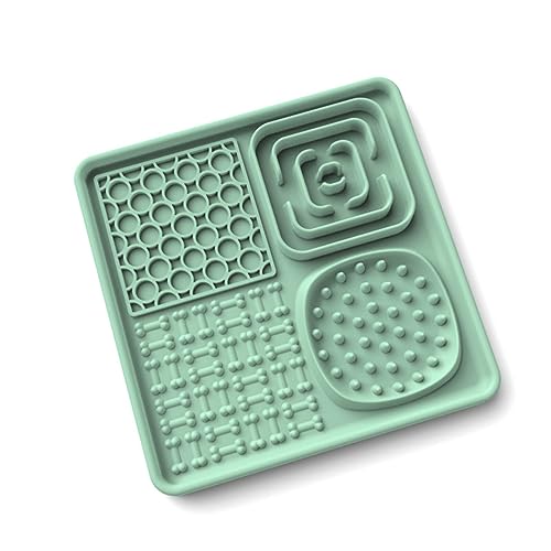 Dzaayediiy Silikon-Leckmatte für Hunde [BPA-frei] + [Upgrade Extra großer Saugnapf] Leckmatte Hund Slow Feeder, Hund Leckmatte Haustier Fütterung, Grün von Dzaayediiy