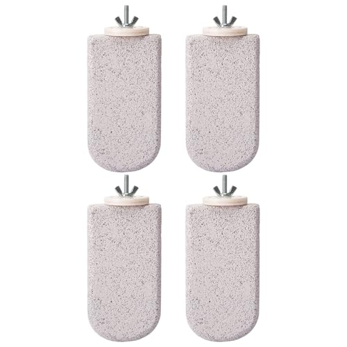 DzpKrka Wellensittich Sitzstangen - 4er Set Vulkangestein Gefrorene Sittichkäfig Sitzstange,Nagestab Krallenpflege Für Unzertrennliche Conure - für Nymphensittich und Unzertrennlicher von DzpKrka