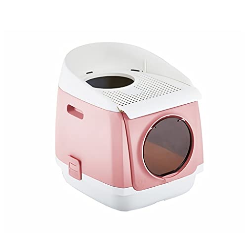 Doppelter türdesign Katze Haustier Toilette vollständig geschlossene Katze streu Box spritzwasserfest Katze kacken Topf top Eintrag (Color : Pink, Größe : 21.6X18X419.37 inches) von Dzwyc