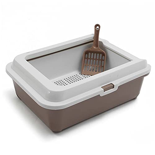 Dzwyc Anti-Splash-Haustier-Katzen-Wurf-Tablett-Toiletten-Bett-Bett-Innenausstattung-Kunststoff-Sandkasten mit Scoop-halbgeschlossener Wurf-Box (Color : Coffee) von Dzwyc