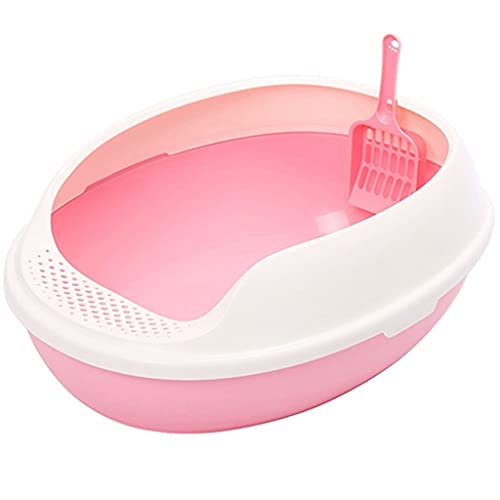 Halbgeschlossenes Haustier-Toiletten-Top-Eingang Katze Wurf Box Anti-Splash Cat Poop Pot Große Katze Wurfpfanne mit Schaufel (Color : Pink) von Dzwyc