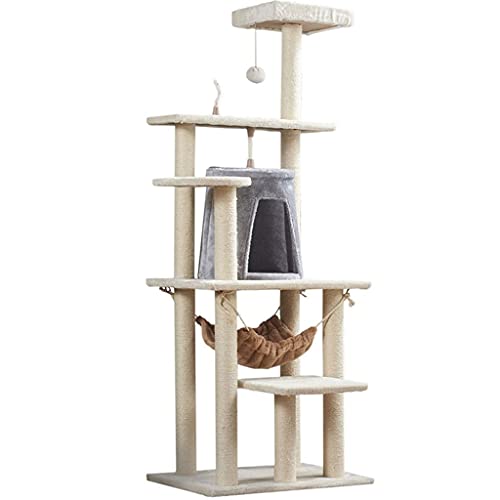 Katze Turm Kratzbaum Scratcher Verkratzen Spielzeug Pet House Möbel Schutz (Color : Beige) von Dzwyc