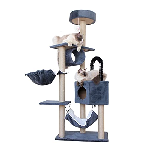 Multi-Level Cat Activity Tree Cat Tower Cat Tree Condo mit Sisal-bedeckten Kratzpfosten Hängematte (Color : A) von Dzwyc