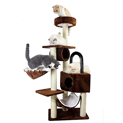 Multi-Level Cat Activity Tree Cat Tower Cat Tree Condo mit Sisal-bedeckten Kratzpfosten Hängematte (Color : C) von Dzwyc
