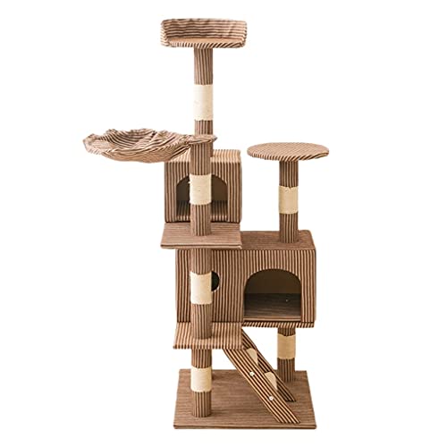 Multi-Level-Katzen-Turm-Katzenbaum-Kletterrahmen mit Springender Plattform Kletterleiter-Lounger-Unterhaltungs-Katzennest (Color : Magnolia Yellow) von Dzwyc