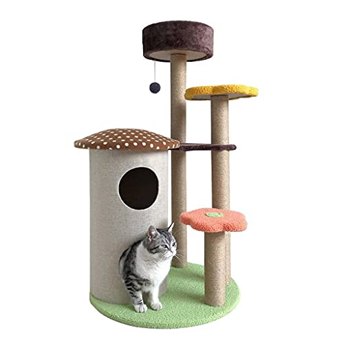 Pilzhaus Katze Turm Mahlsäulenkatze Katze Springplattform Spielzeug Katze Kletterrahmen Persches Aktivitätszentrum (Color : Multicolor) von Dzwyc