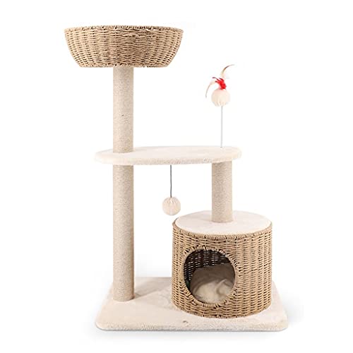 Sisal-bedeckte Kratzer-Pfosten Katzenbaum-Katzen-Turm-Seil natürliche Schüssel geformt Perch Cat Condo (Color : A) von Dzwyc