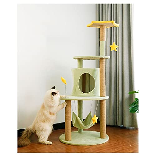 Star Star Cat Tower Cat Tree volle Sisal Kratzer Pfosten Katze Kratzpfosten mit Kratzer Pfosten Perches Hängematte Katze Aktivität Turm (Color : Green) von Dzwyc