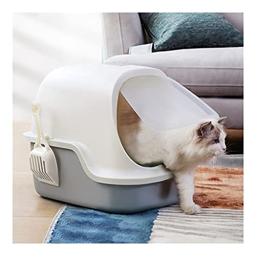 Voll geschlossene Katze Toilette Sandpedal Anti-Splash Cat Poop Topf Große Weltraumkatze Toilettenkäfig (Color : White) von Dzwyc