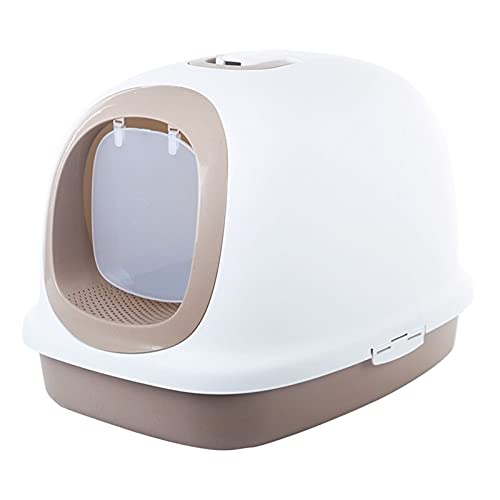 Vollständig eingeschlossene Katze Wurf Box Tragbare Handheld Haustier Toilette Einzellähne Anti-Splash Cat Toilettenbedarf (Color : Brown, Größe : 62 * 46 * 44cm) von Dzwyc