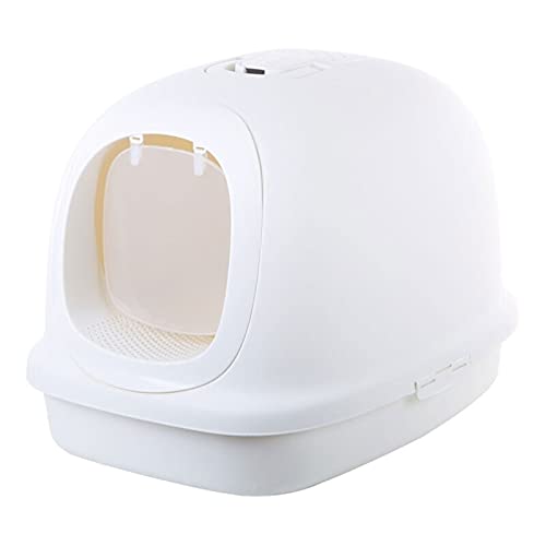 Vollständig eingeschlossene Katze Wurf Box Tragbare Handheld Haustier Toilette Einzellähne Anti-Splash Cat Toilettenbedarf (Color : White, Größe : 62 * 46 * 44cm) von Dzwyc
