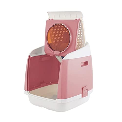 Vollständig eingeschlossene Katzen-Toiletten-Falten-Wurf-Box Anti-Splash Große Haustier-Toiletten-Deodorant (Color : Pink) von Dzwyc