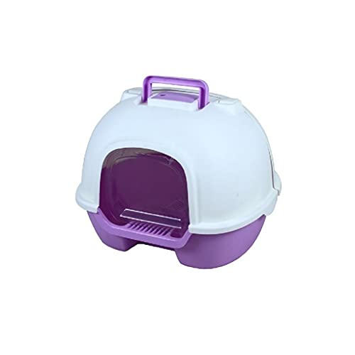 Vollständig geschlossene Katzen-WC Easy Clear Cat Wurf Box Reduzieren Sie die Menge der Sandstrahlen-Haustier-Toiletten-Haustiervorräte (Color : Purple) von Dzwyc