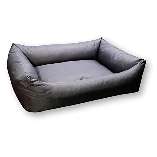 4L Textil Koko Wasserabweisendes Hundebett große Hunde Hundekorb Bezug abnehmbar und waschbar Hundekissen Hundekörbchen Graphit (100x80 cm, Grau) von 4L Textil