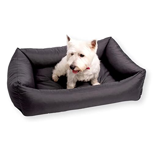4L Textil Koko Wasserabweisendes Hundebett große Hunde Hundekorb Bezug abnehmbar und waschbar Hundekissen Hundekörbchen Graphit (80x60 cm, Grau) von 4L Textil