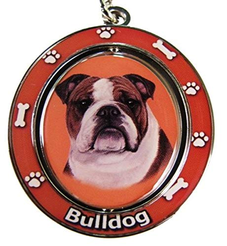 E&S Pets Bulldogge Schlüsselanhänger drehender Haustier-Schlüsselanhänger doppelseitig drehender Zentrum mit Bulldoggen-Gesicht aus schwerem Metall, einzigartige stilvolle Bulldoggen-Geschenke von E&S Pets