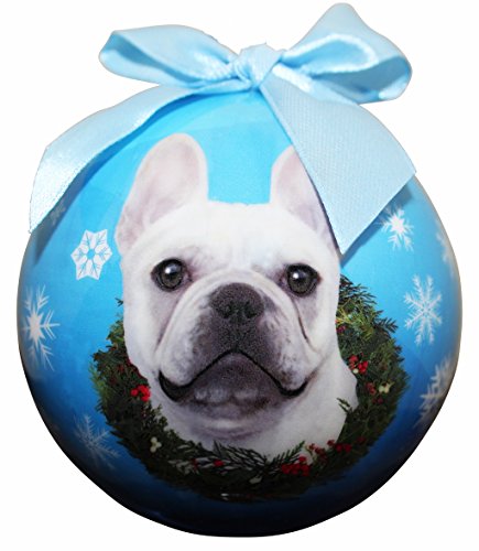 E&S Pets Französische Bulldogge weiß Weihnachten Ornament bruchsicher Ball einfach, französische Bulldogge Liebhaber von E&S Pets