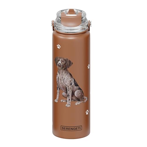 E&S Pets Wasserflasche aus Edelstahl, 680 ml, mit auslaufsicherem, abnehmbarem Strohhalm, doppelwandig, vakuumisoliert, realistischer 3D-Druck, SERENGETI Wasserflasche von E&S Pets