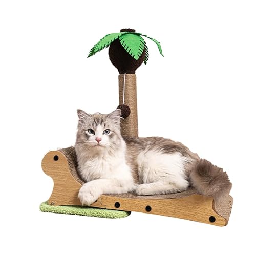 EABOSON Kratzbaum Kokospalme mit Loungesessel, 54,1 cm hoch, Premium-Sisal-Seil-Kratzbäume mit interaktivem baumelnden Ball für Indoor-Katzen, Kätzchen, ausgewachsene Katzen von EABOSON