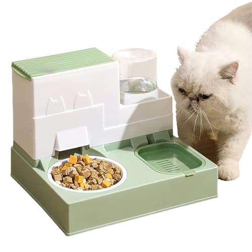 2-in-1 Katzenfutter- und Wassernapf-Set, automatische Haustier-Tränkenäpfe, automatischer Katzen-Futterspender, automatische Hunde-Katzen-Futterspender für kleine Hunde, Welpen, Katzen, Kätzchen von EACTEL