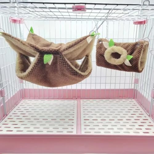 EAEDMY Hängematte für Frettchen, Ratten, Tunnel, Spielzeug, Käfigzubehör, Meerschweinchen-Versteck, warmes Bett für Ratten, Frettchen, Meerschweinchen, Schlaf, Verstecken und Spielen (2. Hängematte von EAEDMY