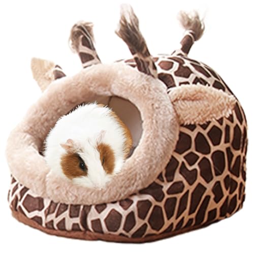 EAEDMY Meerschweinchen-Betthaus und Versteck für Ratten, Bartagamen, Igel, Frettchen zum Schlafen und Verstecken, Meerschweinchenkäfig, Zubehör, Lebensraumdekoration (groß, 2. Giraffen) von EAEDMY