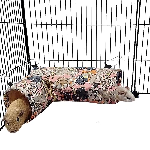 EAEDMY Meerschweinchen-Ratten-Tunnel-Frettchen-Hängematte, Kleintier-Ecktunnel & Röhren und Bett für Igel, Schweinchen, Chinchilla, Versteck Spielzeug und Käfigzubehör (1. Tunnel, rosa Katze) von EAEDMY
