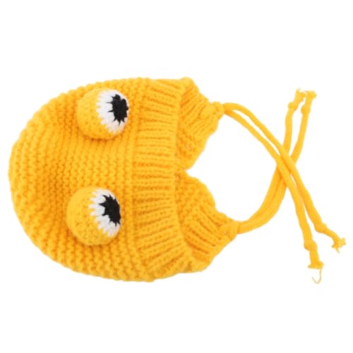 EALRIDV Dog Hat,Dog Winter Hat,3 Colors,Puppy Costume for Dogs,Pet Winter Knitted Hat,Puppy Cute Hat, Adjustable,Suitable for Different Breeds and Sizes of Cats and Dogs (Yellow) von EALRIDV