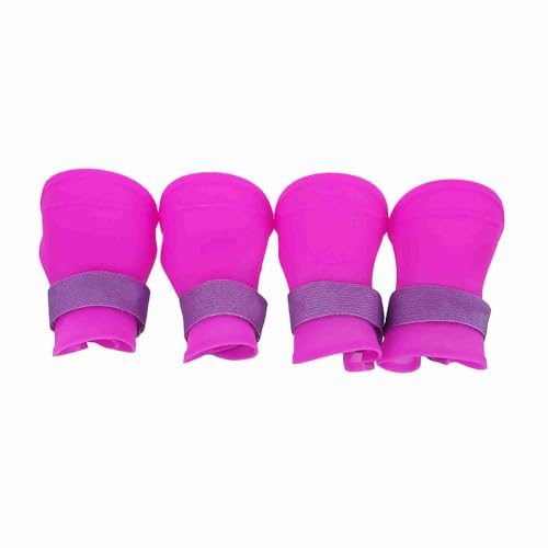 EALRIDV Hundeschuhe, 4 Stück, wasserdichte Hundeschuhe, 2 Größen, regenfest, wasserdicht, wasserdichte Hundestiefel, Hunde-Regenschuhe, für den Alltag, Urlaub, Partys, Schwarz und Lila (L lila) von EALRIDV