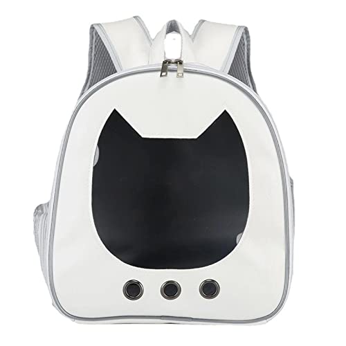 Haustier-Rucksack für kleine Hunde und Katzen, großes Fenster, Katzen-Trage Tasche, tragbar, atmungsaktiv (Weiß) von EALRIDV