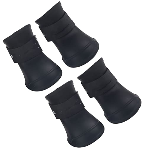 EALRIDV Hundeschuhe, 4 Stück, wasserdichte Hundeschuhe, 2 Größen, regenfest, wasserdicht, wasserdichte Hundestiefel, Hunde-Regenschuhe, für den Alltag, Urlaub, Partys, Schwarz und Lila (L schwarz) von EALRIDV