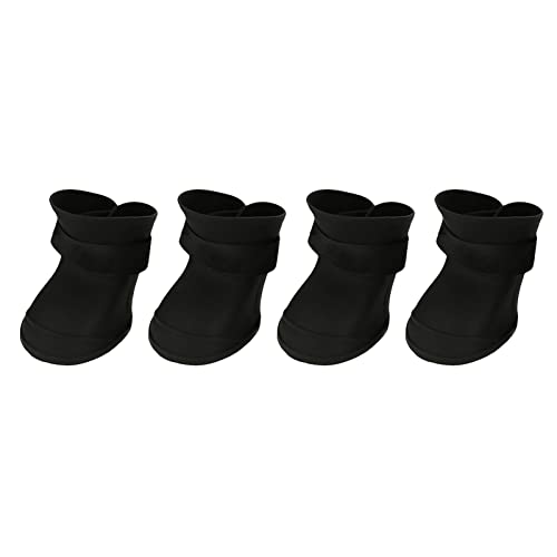 EALRIDV Hundeschuhe, 4 Stück, wasserdichte Hundeschuhe, 2 Größen, regenfest, wasserdicht, wasserdichte Hundestiefel, Hunde-Regenschuhe, für den Alltag, Urlaub, Partys, Schwarz und Lila (M schwarz) von EALRIDV