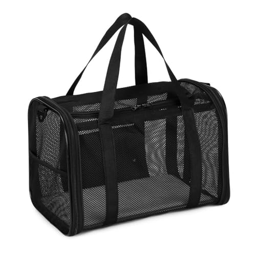 Katze, Hundeträger, atmungsaktives Netz Faltbarer Haustier, weiche Hundetabelle für kleine bis mittlere Katzen Hunde Eingang Geräumiger Innenraum (Black) von EALRIDV