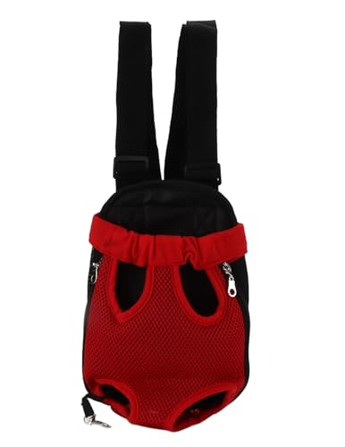 EALRIDV Katzenrucksack, Atmungsaktive Haustier-Brusttasche Tragbarer Träger für kleine Hunde und Katzen für Wandern Reisen Fahrradfahren Motorrad Bequemes rotes Design von EALRIDV