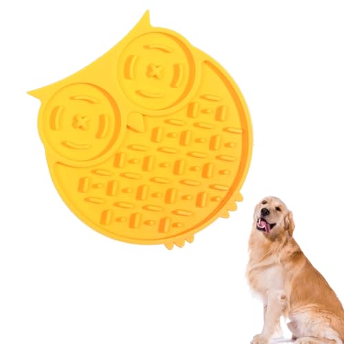 Schleckmatte Hund Leckmatte Katze Silikon Saugnapf Futtermatte Multifunktional Training Spielzeug für Hunde und Katzen Langsam Futteraufnahme fördernd (Gelb) von EALRIDV