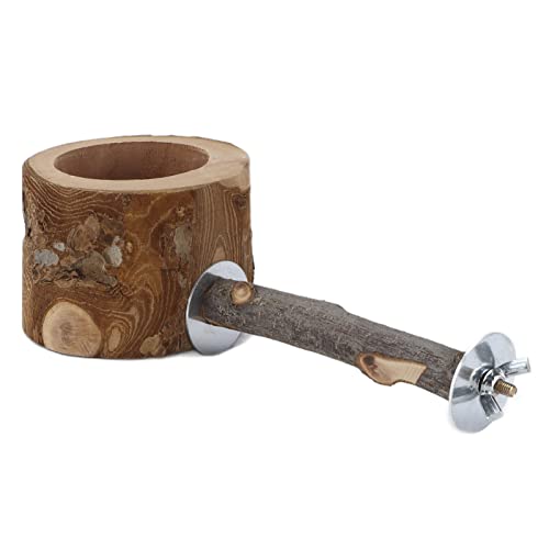 Vogelschalen für Käfig, Holzständer Food Bowl -Kombination für Papageien, Vögel und kleine Haustiere, Vogelfutterschale für Käfig mit Holzstab und Zubehör für Futtermittel von EALRIDV