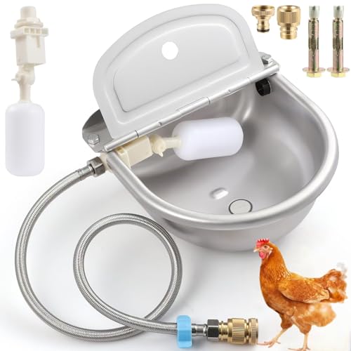Automatischer Wasserspender für Hunde, 304 Edelstahl, für den Außenbereich, automatische Befüllung, Bewässerungssystem mit 2 Schwimmerventilen und Ablaufloch für Tiere, Pferde, Ziegen, Huhn, Automatischer Wasserspender für Hunde, 304 Edelstahl, für den Außenbereich, automatische Befüllung, Bewässerungssystem mit 2 Schwimmerventilen und Ablaufloch für Tiere, Pferde, Ziegen, Huhn, von EAPIKON