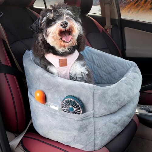EAROND Hundeautositze für kleine Hunde bis zu 11,3 kg, waschbarer Hunde-Booster-Autositz mit Memory-Schaum-Kissen und Sicherheitsleine, Vorder-/Rücksitzbett mit Aufbewahrungstaschen für Reisen von EAROND