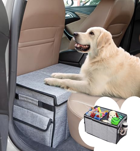 EAROND Rücksitzverlängerung für Hunde bis zu 54,4 kg, Hunde-Autositz-Verlängerung mit Tasche, tragbare Rücksitzverlängerung für Autoreisen, Auto-Organizer, Lückenfüller verhindert, dass der Hund in von EAROND