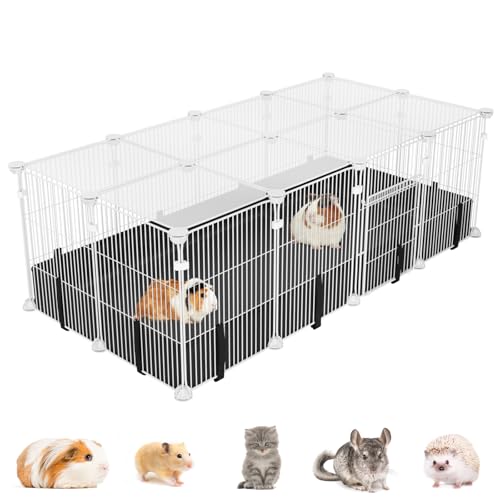 Kleintier-Laufstall mit wasserdichter Matte, Meerschweinchenkäfig, 122 x 66 x 40 cm, C&C-Käfig für Hamster, Kaninchen, Hasen, Igel, Chinchilla, Frettchen, drinnen und draußen, tragbarer Metalldraht von EAROND