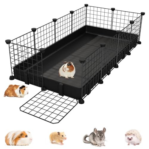 Kleintier-Laufstall mit wasserdichter Matte, Meerschweinchenkäfig, 125 x 62,5 x 31 cm, C&C-Käfig für Hamster, Kaninchen, Igel, Chinchilla, Frettchen, drinnen und draußen, tragbarer Metalldraht von EAROND