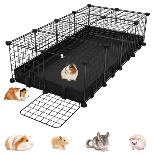 Kleintier-Laufstall mit wasserdichter Matte, Meerschweinchenkäfig, C&C-Käfig für Hamster, Kaninchen, Hasen, Igel, Chinchilla, Frettchen, drinnen und draußen, tragbarer Metalldraht, Hofzaun von EAROND