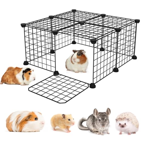 Meerschweinchenkäfige mit Tür und Oberseite, 63,5 x 63,5 x 30,5 cm Kleintierkäfig, 12 Stück Metallgitterplatten Kleintier-Laufstall, erweiterbarer Käfig für Meerschweinchen, Kaninchen, Hamster und Meerschweinchenkäfige mit Tür und Oberseite, 63,5 x 63,5 x 30,5 cm Kleintierkäfig, 12 Stück Metallgitterplatten Kleintier-Laufstall, erweiterbarer Käfig für Meerschweinchen, Kaninchen, Hamster und von EAROND