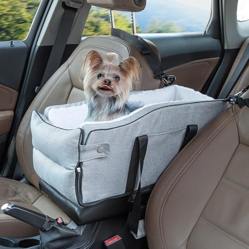 Mittelkonsole Hundeautositz für kleine Hunde bis zu 5,4 kg, abnehmbare Armlehne, Haustier-Autositz, tragbare Mittelkonsole, Hundeerhöhung Autositz mit verstellbaren Riemen, Aufbewahrungstasche und Mittelkonsole Hundeautositz für kleine Hunde bis zu 5,4 kg, abnehmbare Armlehne, Haustier-Autositz, tragbare Mittelkonsole, Hundeerhöhung Autositz mit verstellbaren Riemen, Aufbewahrungstasche und von EAROND