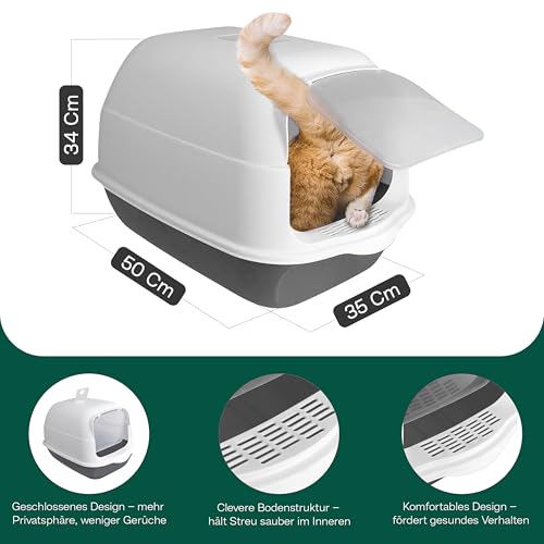 EASECAT Katzenklo mit Deckel & Metallschaufel – Geschlossene Katzentoilette groß für Katzen – geruchsdichtes Katzen WC mit Klappe & Filter – modernes Katzenklo Set mit Schaufel EASECAT Katzenklo mit Deckel & Metallschaufel – Geschlossene Katzentoilette groß für Katzen – geruchsdichtes Katzen WC mit Klappe & Filter – modernes Katzenklo Set mit Schaufel von EASECAT
